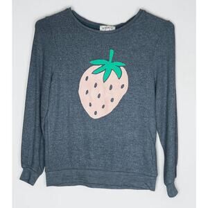 Wildfox Kids Strawberry Sweatshirt Gray Graphic NWT M 7/8